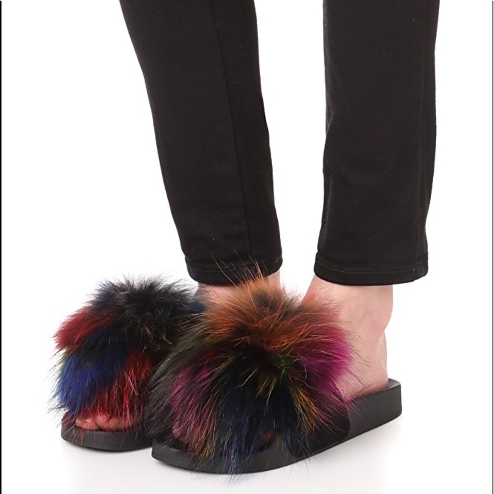 Jeffrey Campbell Jova Pom Fur Slides